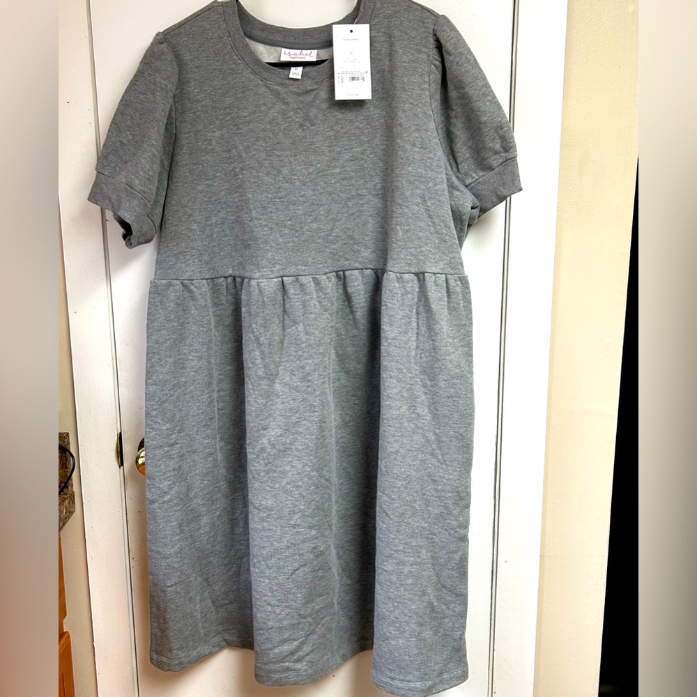 Fleece Shortsleeve MATERNITY DRESS  size XL Grey Color